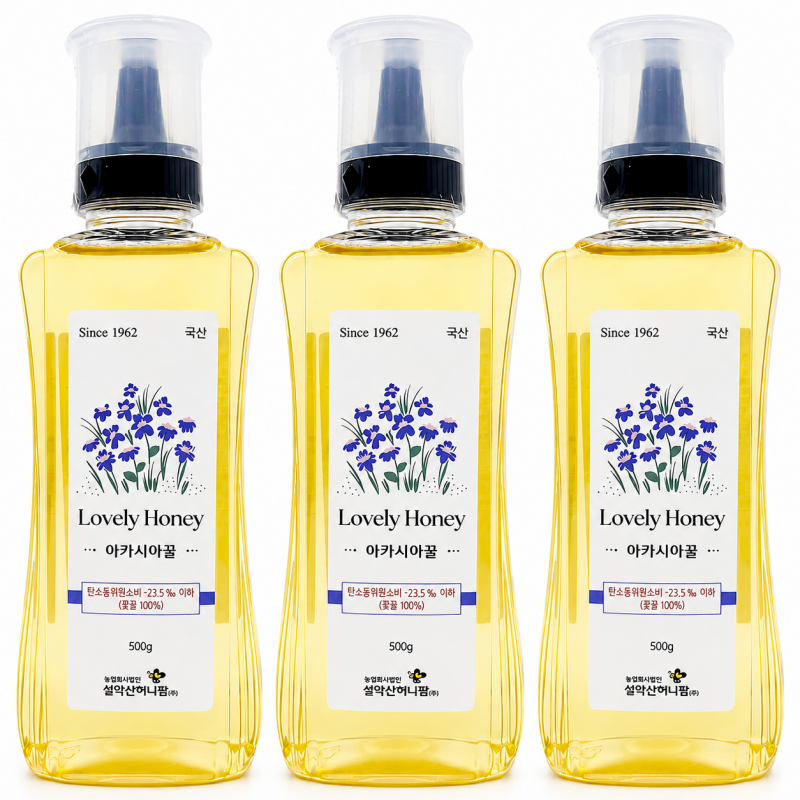 농업회사법인 설악산허니팜(주),설악산허니팜 아카시아 튜브꿀 500g x 3개